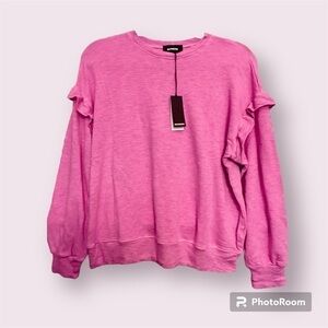 MONROW Pink ruffled light sweater